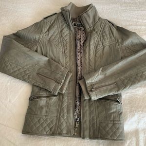XS Grey vegan leather bomber jacket